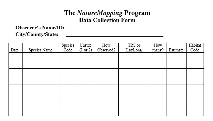 blank data collection form